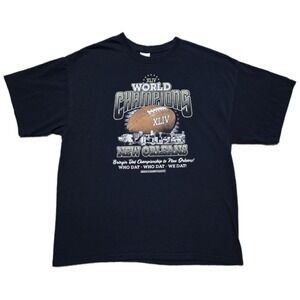 Rare Y2K New Orleans Saints "Who Dat" Black Superbowl Champions‎ T-shirt Mens XL